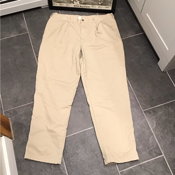 Vintage LL Bean Mens Flannel Lined Pants Size 42x34 Pleated Khakis Straight Leg - Picture 6 of 16